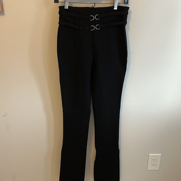 Zara Black Ponte Double Belted Ankle Slit Pants - Picture 4 of 10